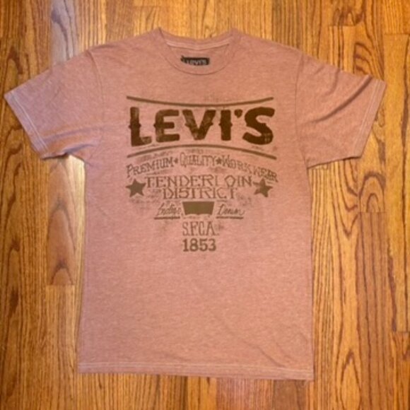 LEVI’S Graphic Logo Tee Brown Heather Short Sleeve T-Shirt Size S - Picture 1 of 4